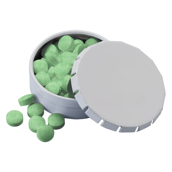 1 3/4" Small Round Push Tin with Mints 17