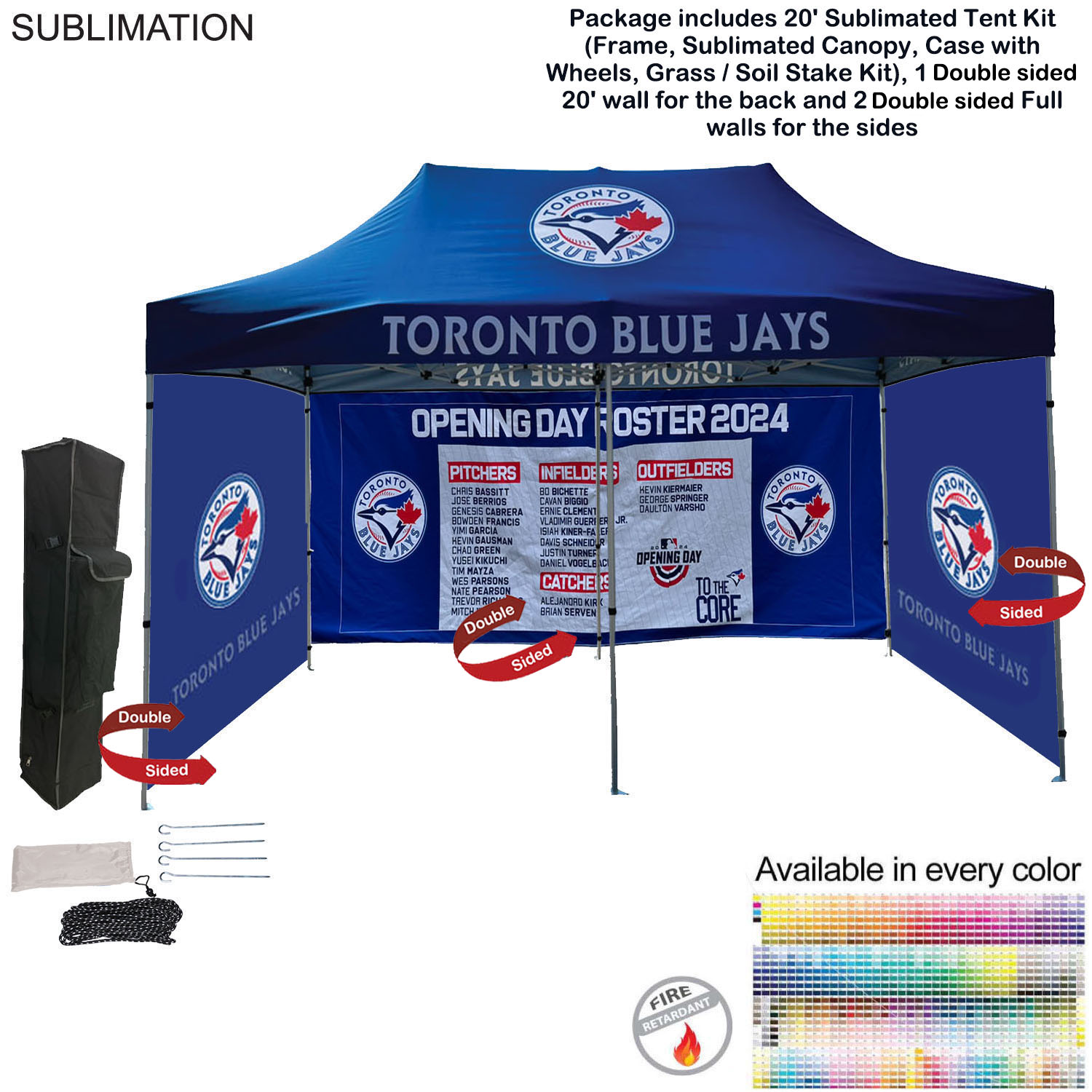 Full Privacy Tent Package 2, 20' Sublimated Tent Kit, 20' backwall and 2 DOUBLE sided Full sidewalls 10