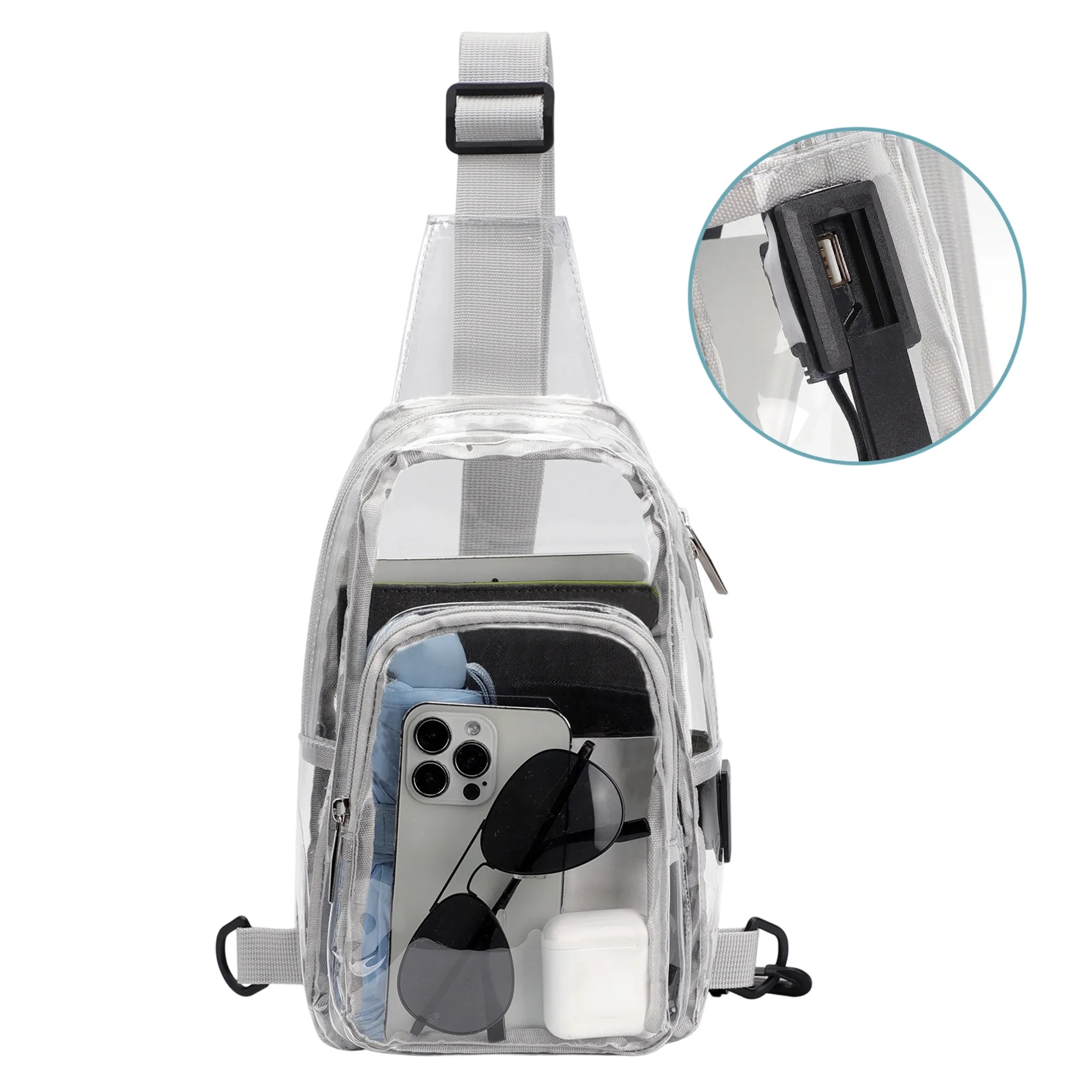 MOQ 50 Transparent PVC Chest Bag with Large Capacity 3