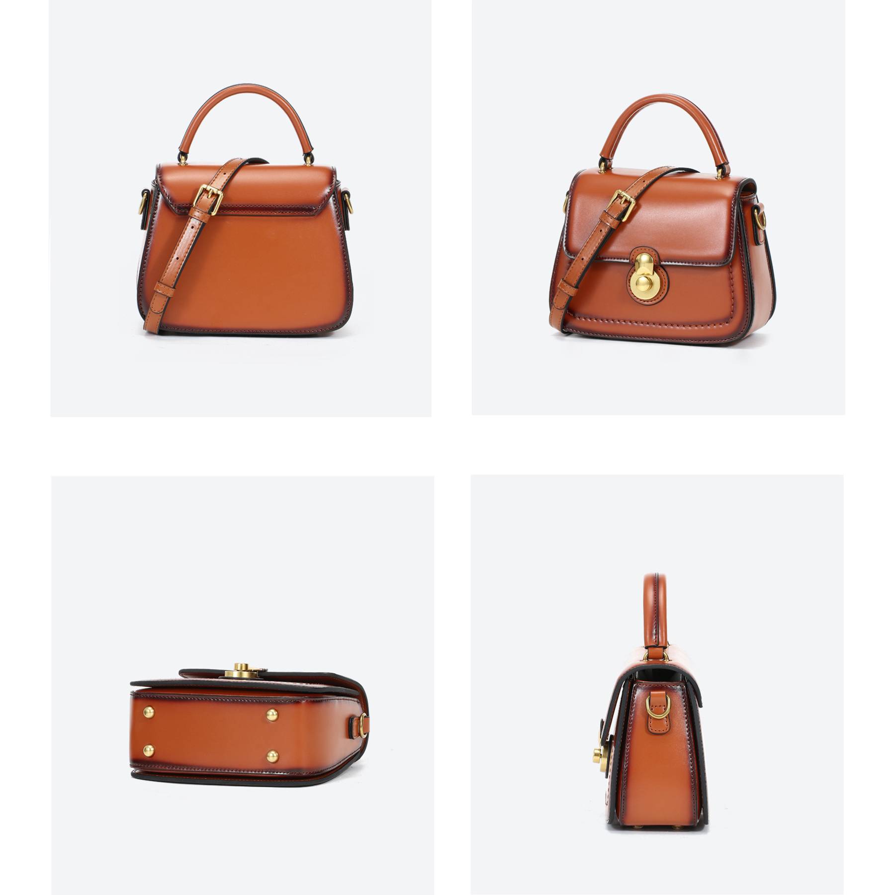 Genuine Leather scalloped portable Cross-body Bag Women 3