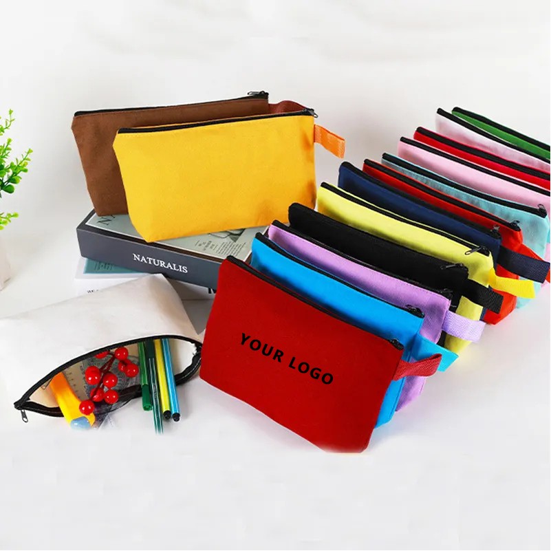Canvas Pencil Pouch Craft Makeup Cosmetic Zipper Bag 4