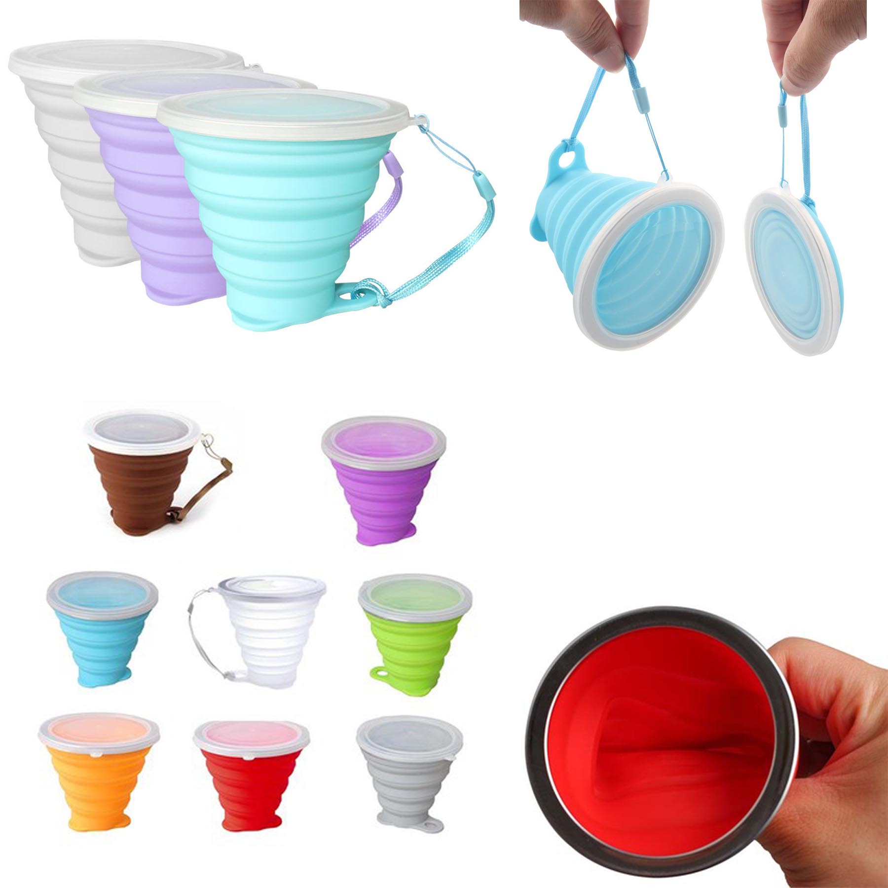270mL Portable Foldable Silicone Cup With Carrying Rope 3