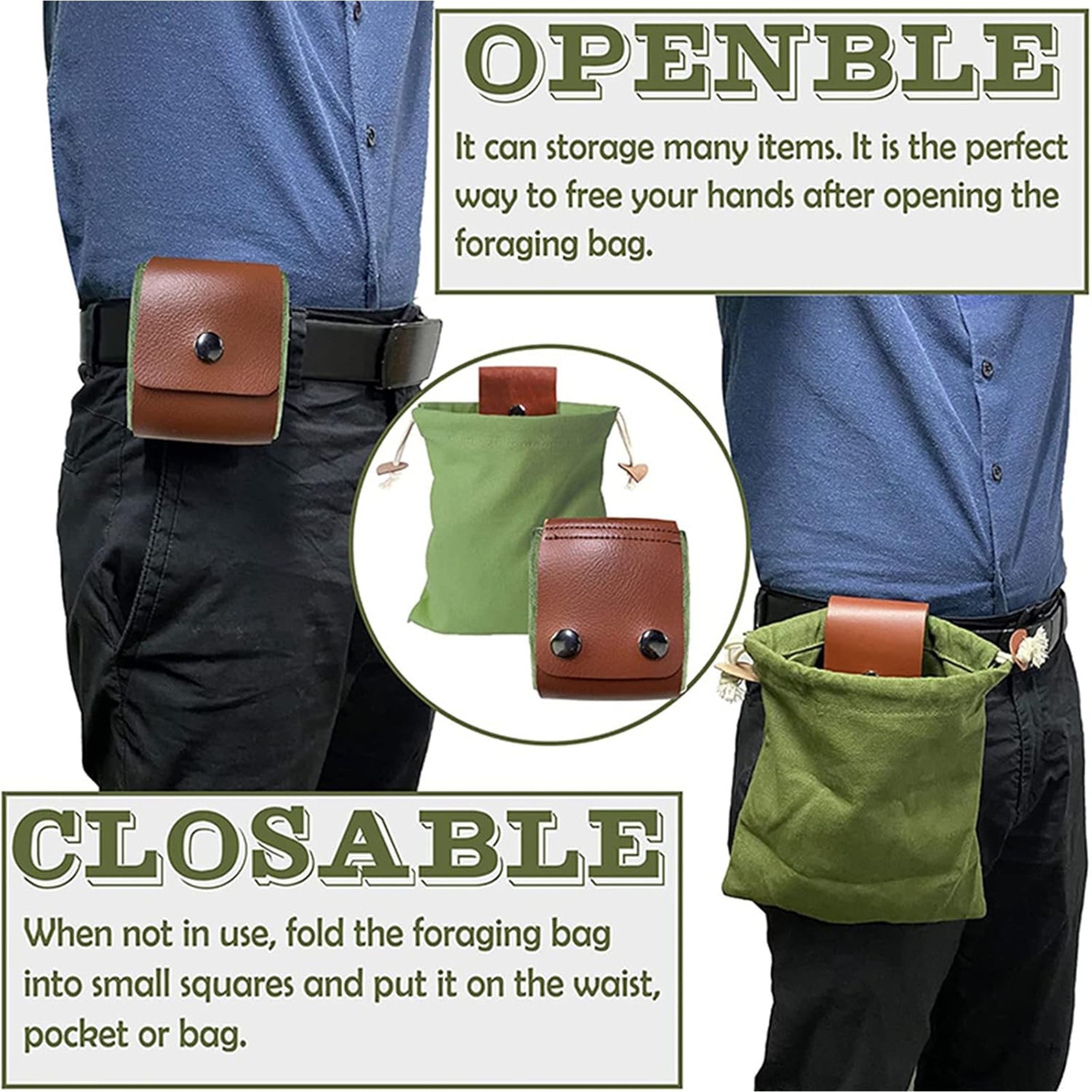 Foraging Bag Waxed Canvas Collapsible 6