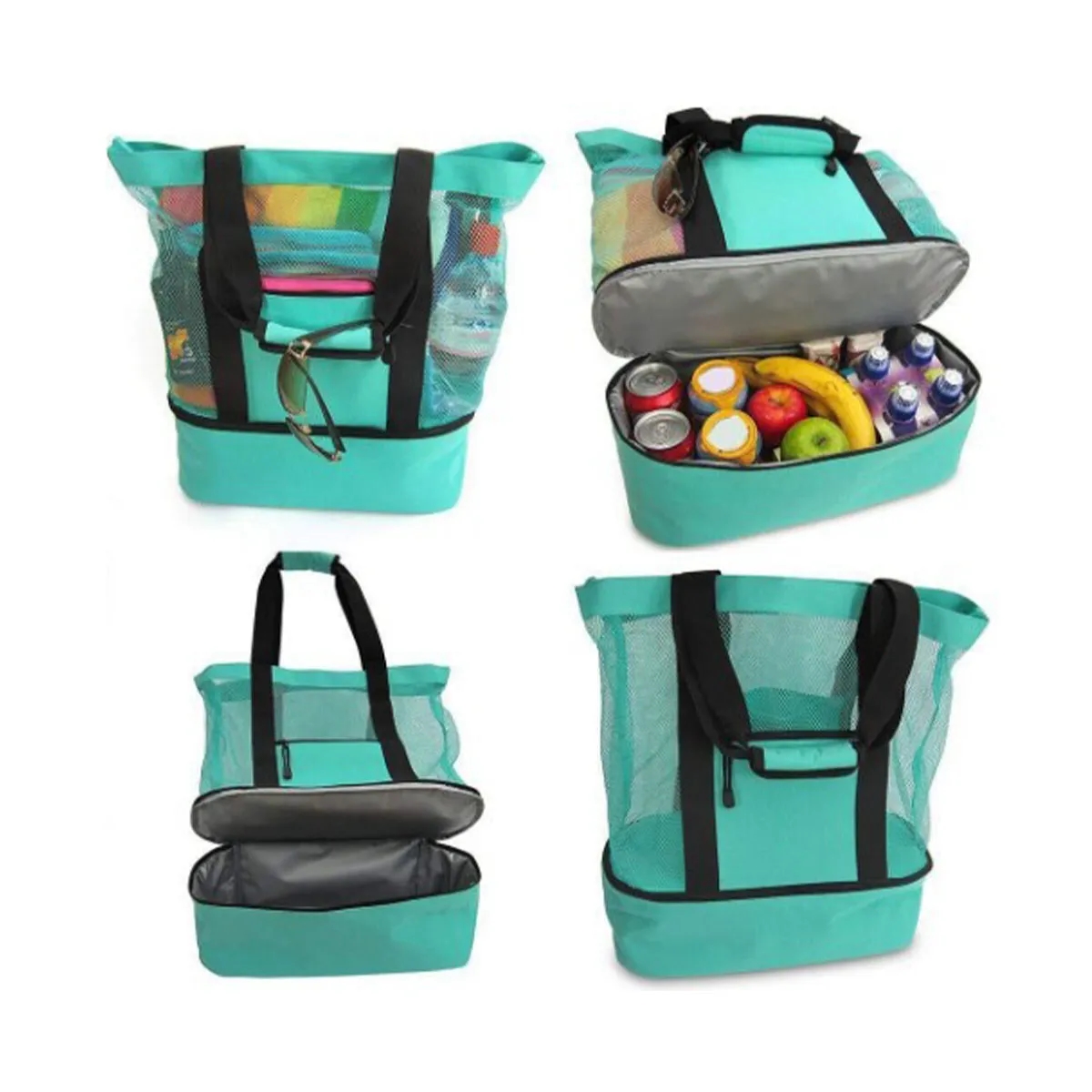 Detachable Mesh Beach Tote Bags with Cooler Compartment 5
