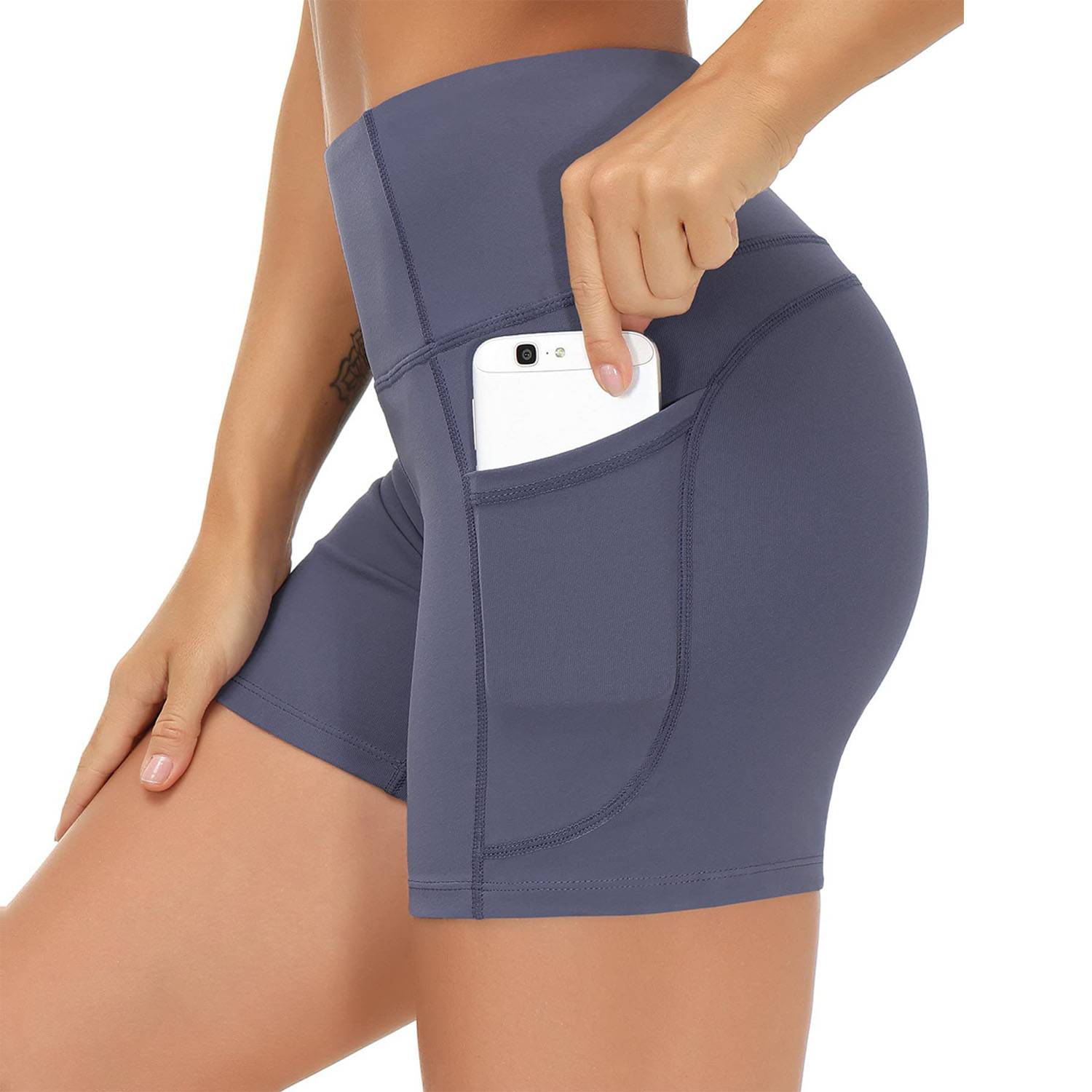 High Waist Breathable Polyester Workout Shorts w/ Pockets 12