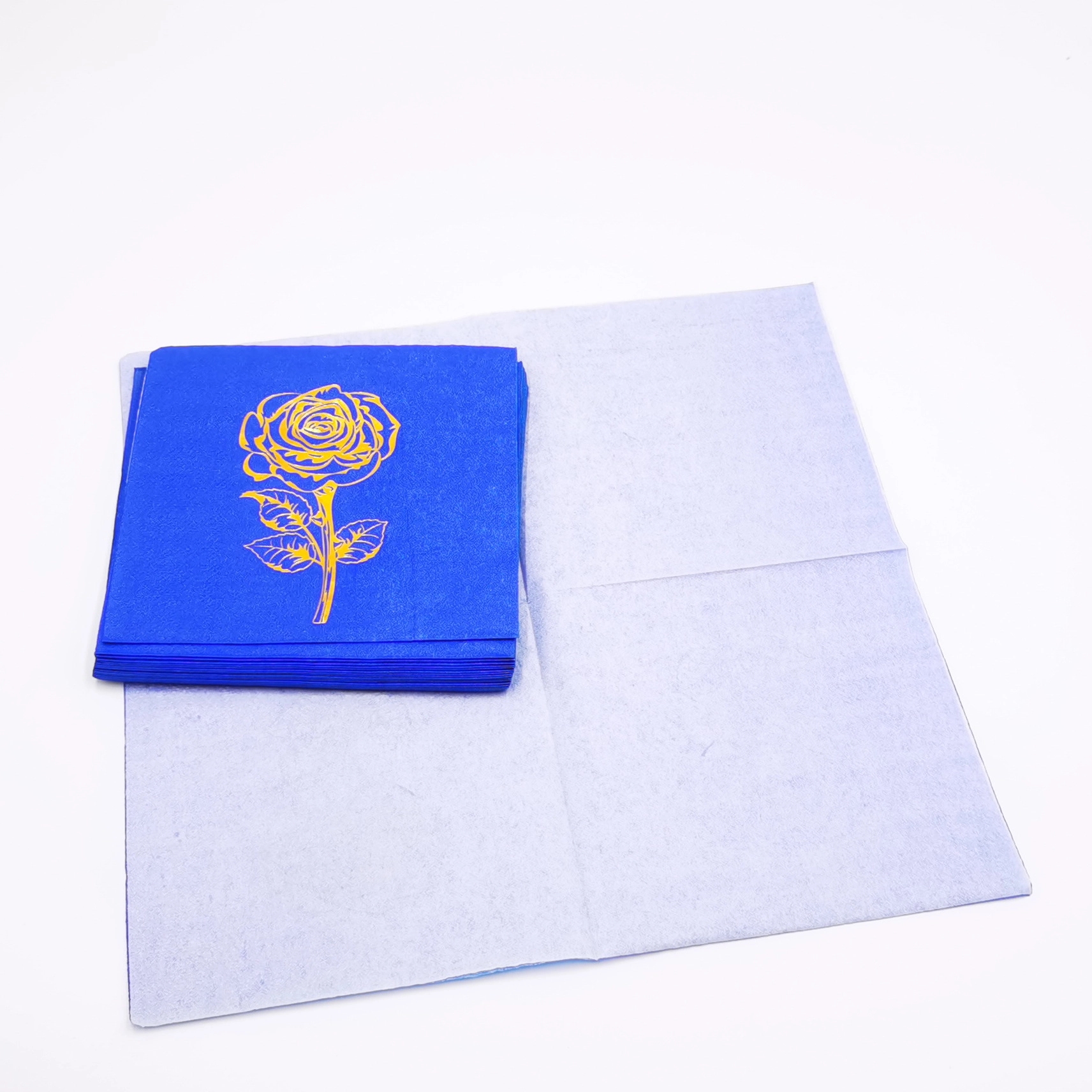 Custom Gold Foil Blue Cocktail Paper Napkins 2