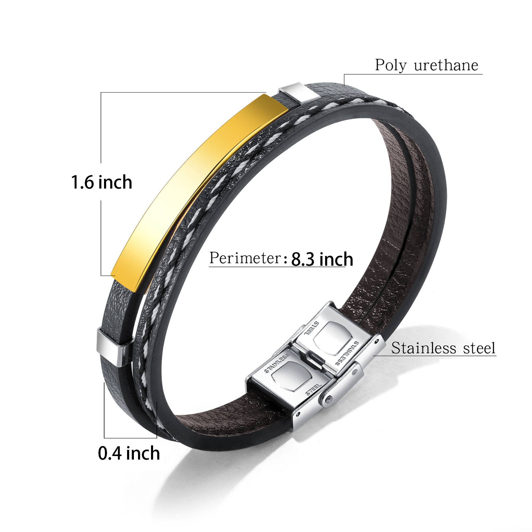 Stainless steel smooth cowhide bracelet 6