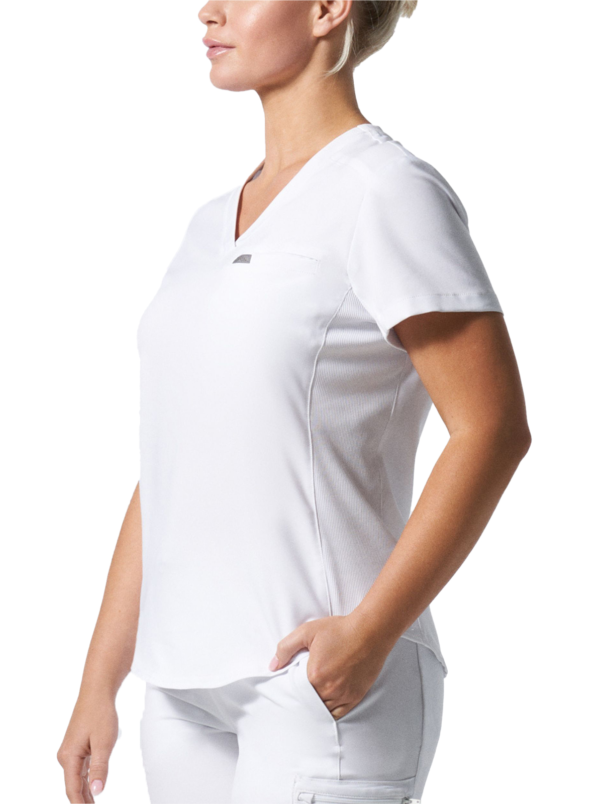 Landau - Forward - Women's Two-Pocket Shirttail Hemline V-Neck Top 4
