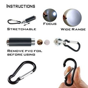 Transformable LED Keychain Flashlight Mini Lantern With Carabiner 22