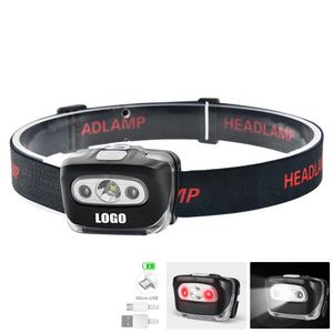 Rechargeable LED Head Flashlight Lamp With Red Lights Elastic Band 17