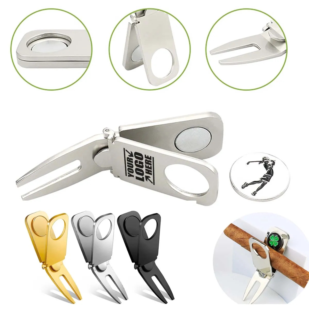 3 In 1 Golf Tool - Divot Fixer, Ball Marker And Cigar Holder 7