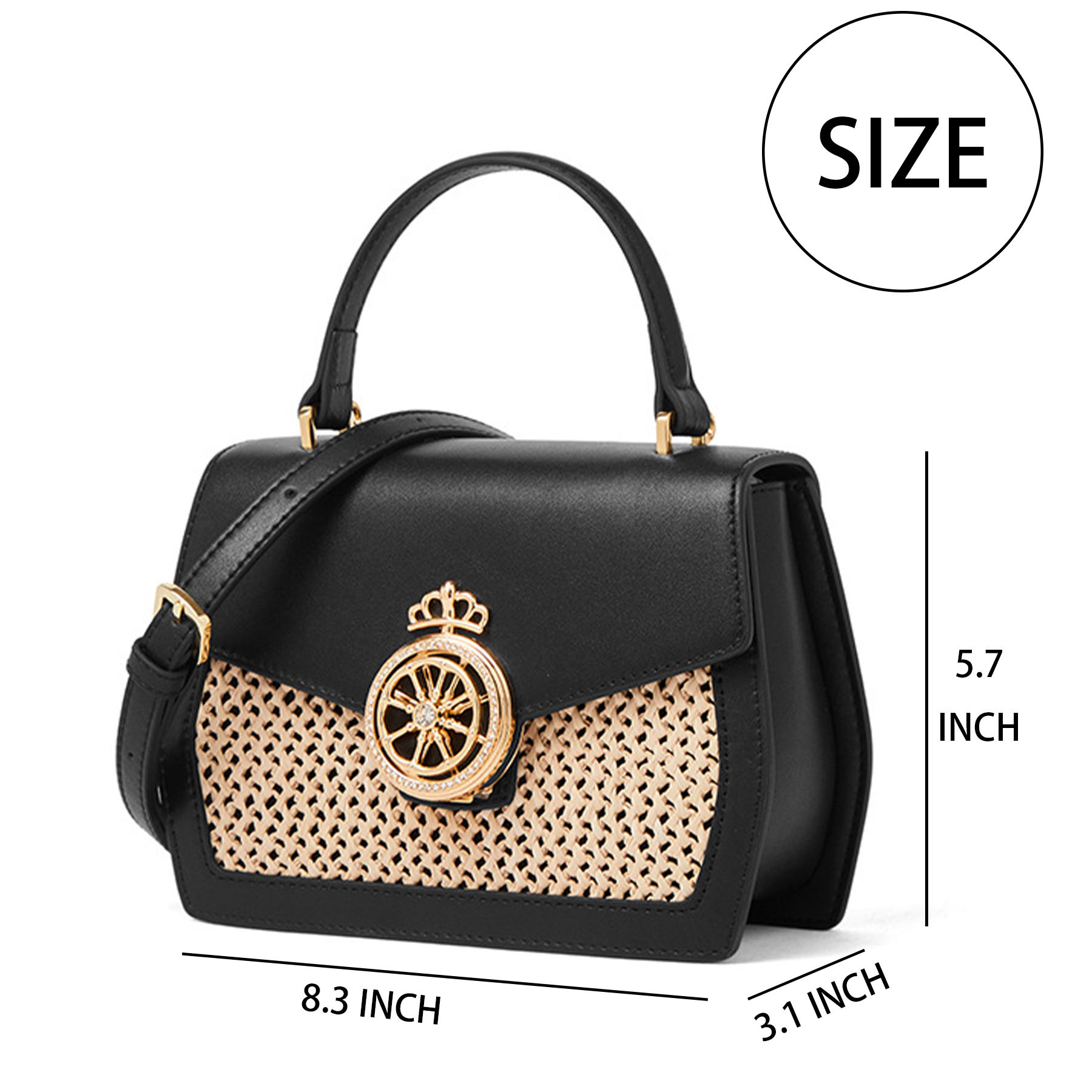 Genuine Leather Raffia woven cross-body carry-on bag 6
