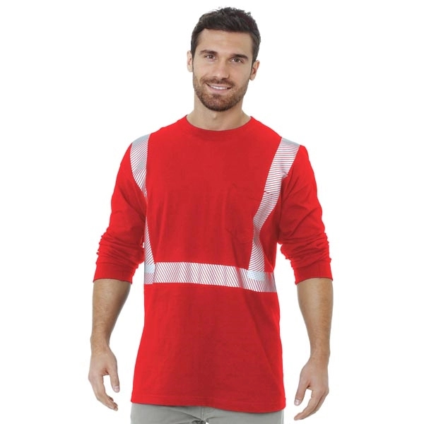 Hi-Vis 100% Cotton Pocket L/S Crew Tee 3
