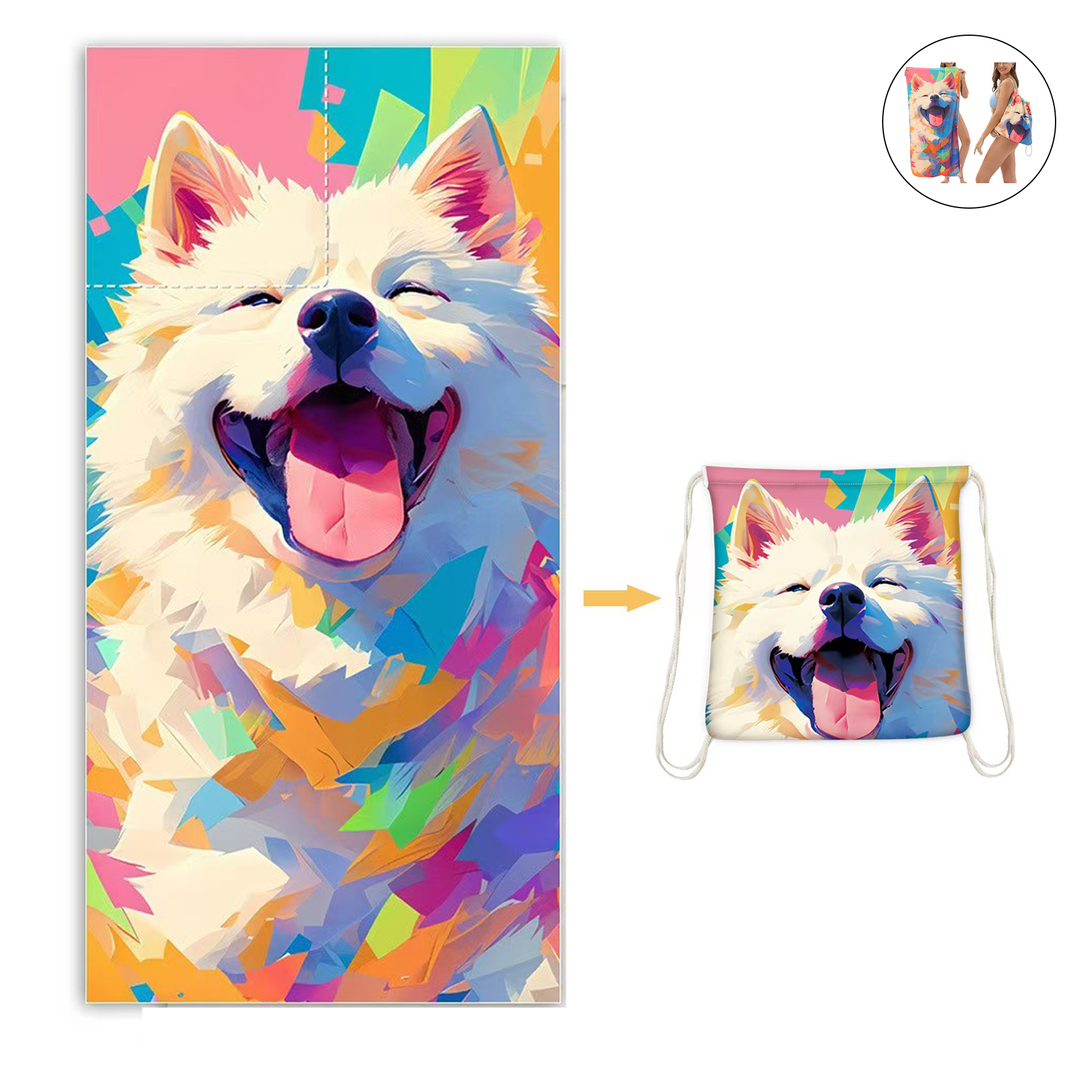 2 in 1 Beach Towel and Drawstring Backpack 2
