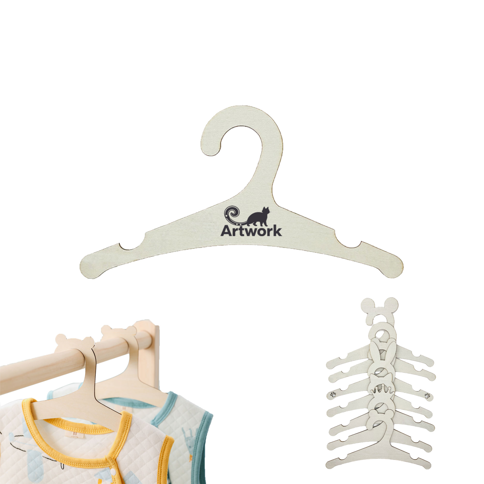 Customized Small Cute Wooden Clothes Hanger 4