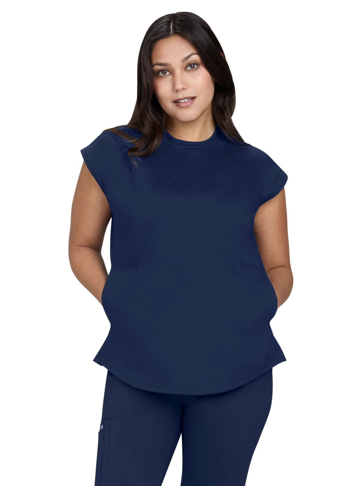 Basics - Women’s Two-Pocket Round Neck Scrub Top