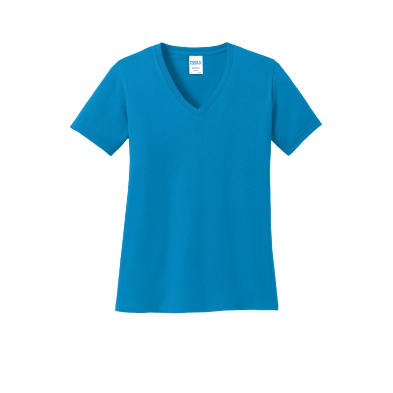 Port & Company Women's Core Cotton V-Neck Tee. 30