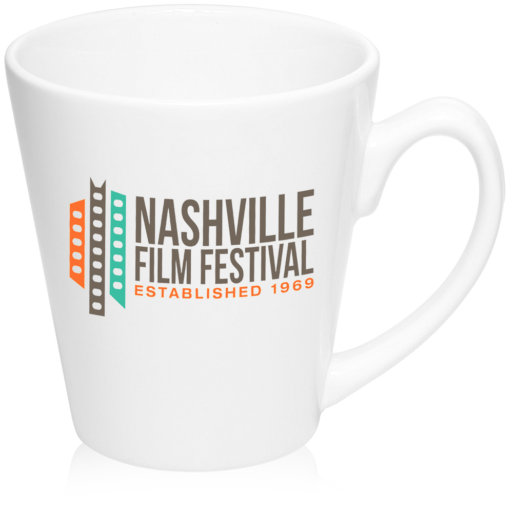 12 oz. Glossy Ceramic Latte Coffee Mug - White 3