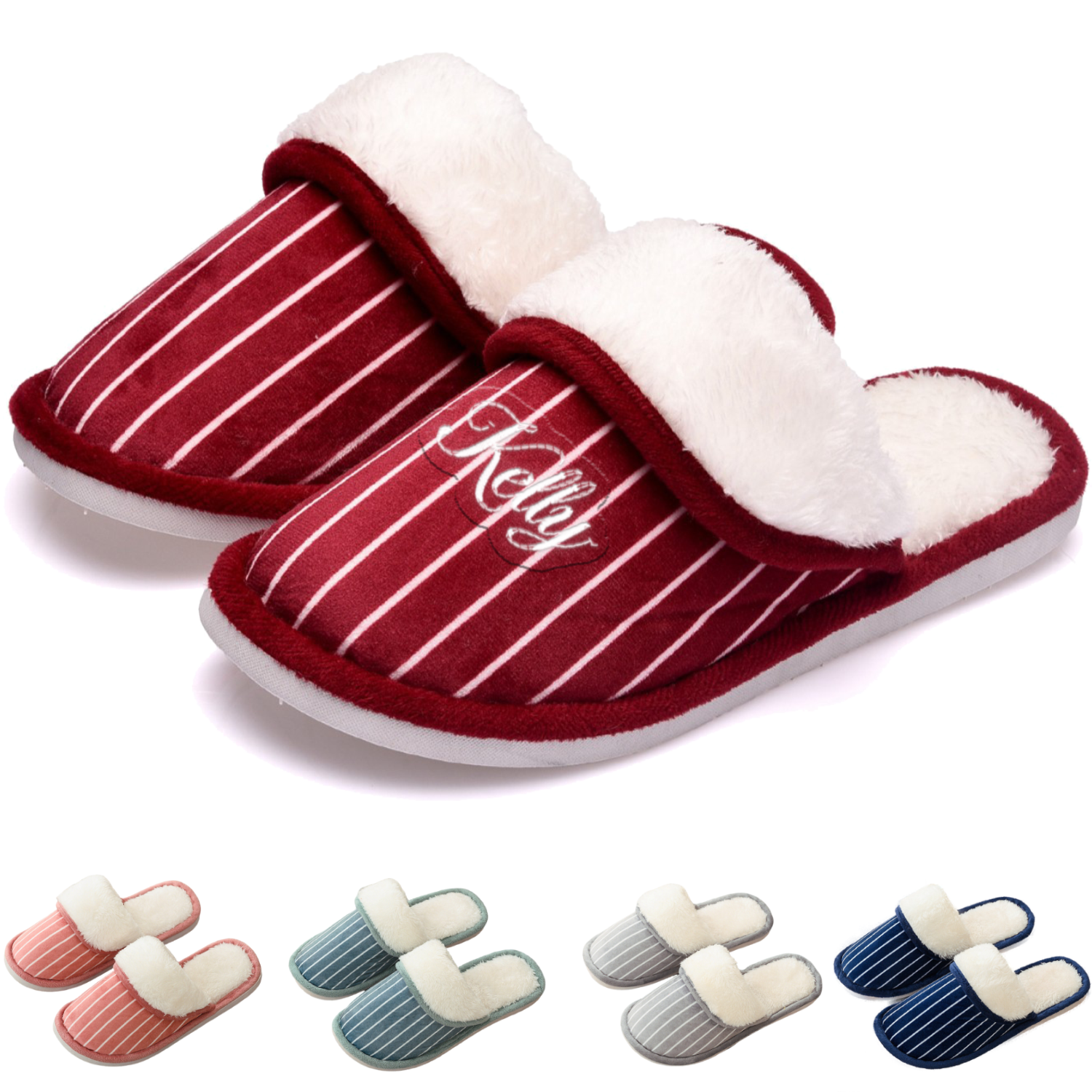 Winter Anti Slip Plush Lined Home Slippers 2