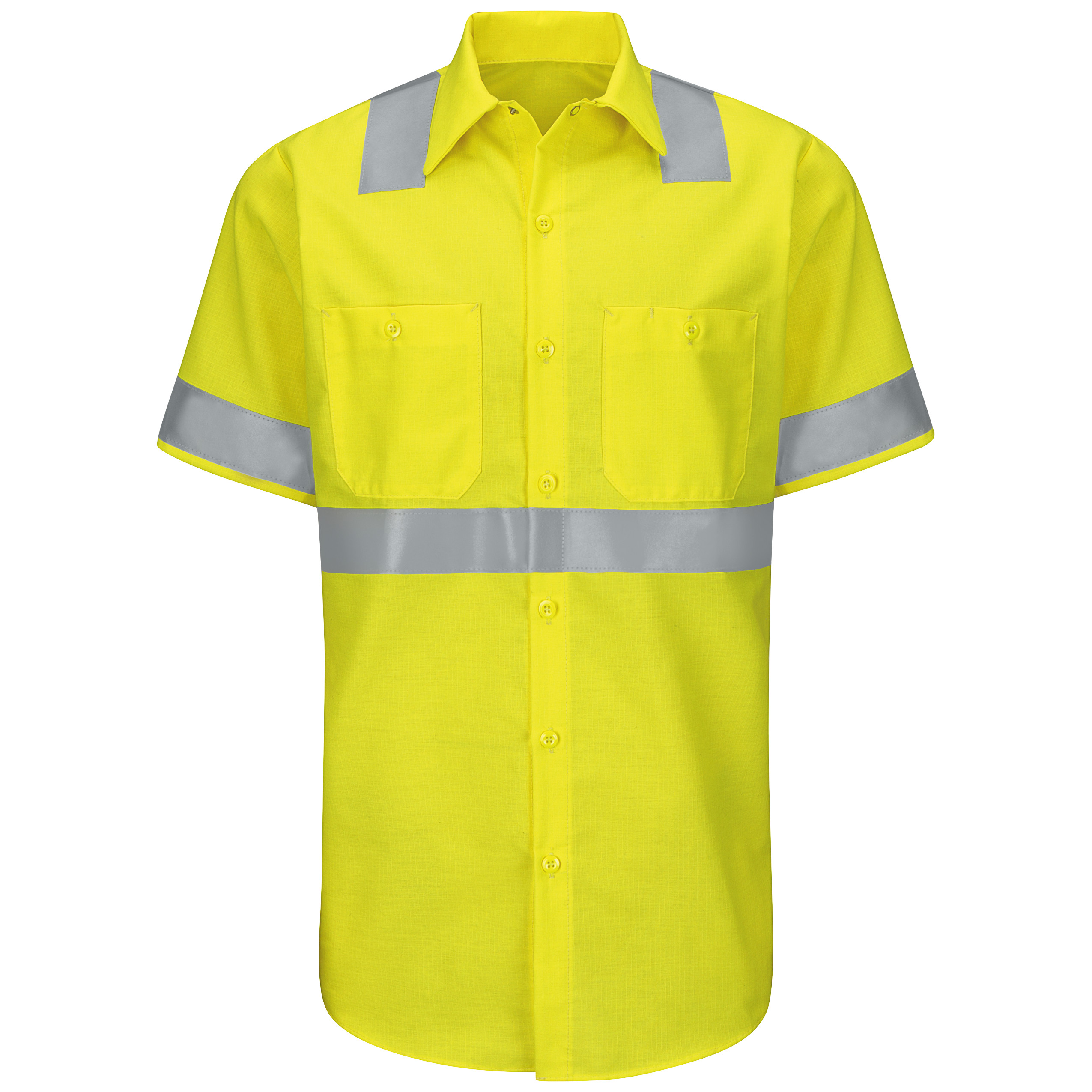Red Kap® Men's Hi-Visibility Short Sleeve Ripstop Work Shirt - Type R, Class 2 1