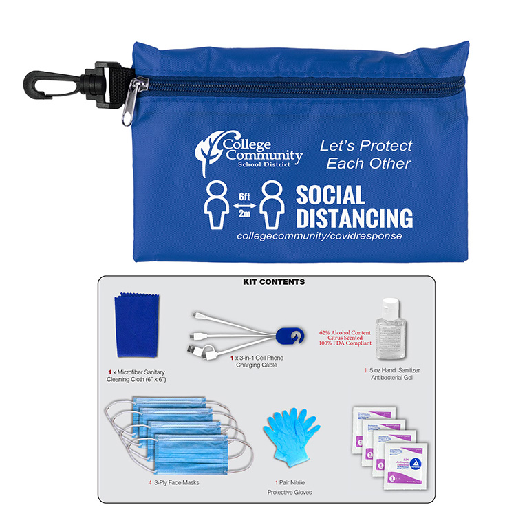 "Jupiter" 12 Piece Safety Kit in Zipper Pouch with Carabiner Attachment 2