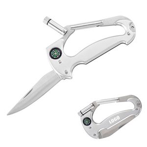 Carabiner Multi Tool With Knife Flashlight Compass 10