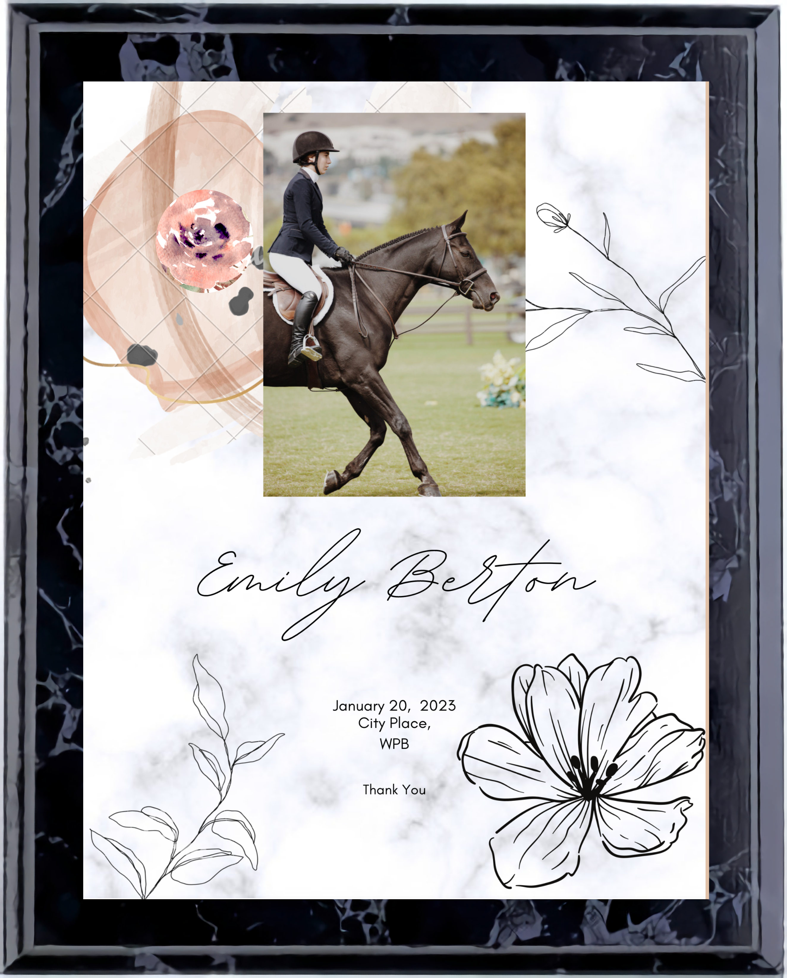 Full Color Digital Print Black Marble Finish Plaque (10.5" x 13") 11