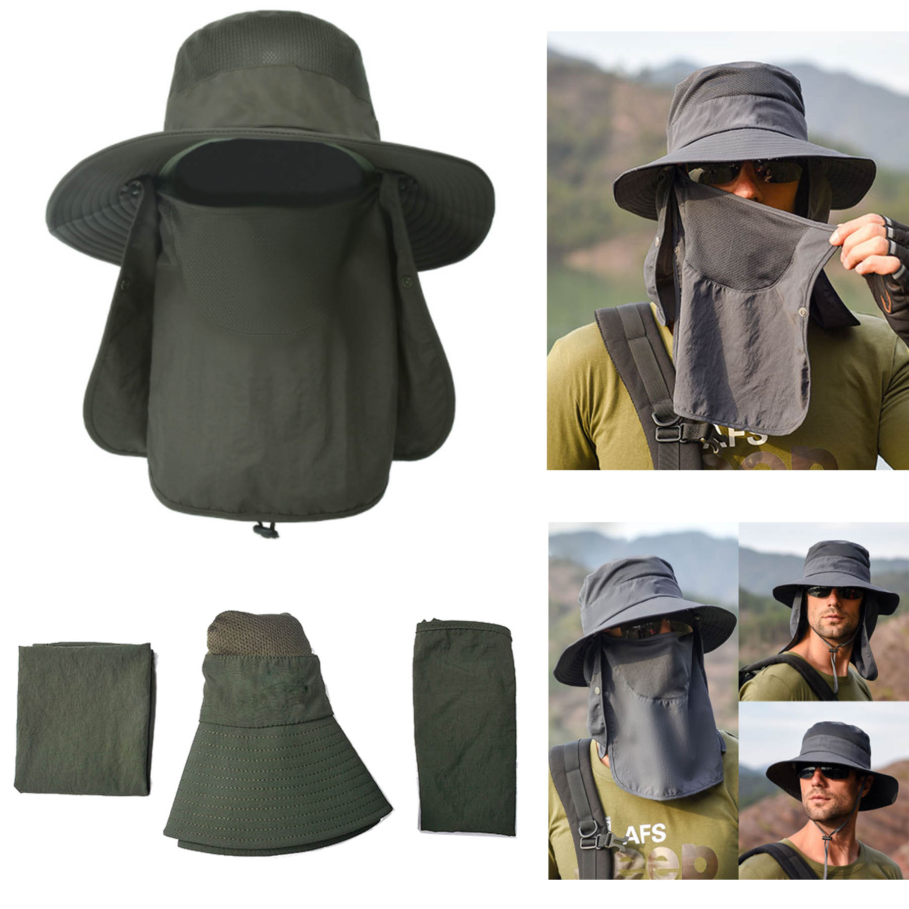 Sun Hat with Removable Neck Face Flap 1