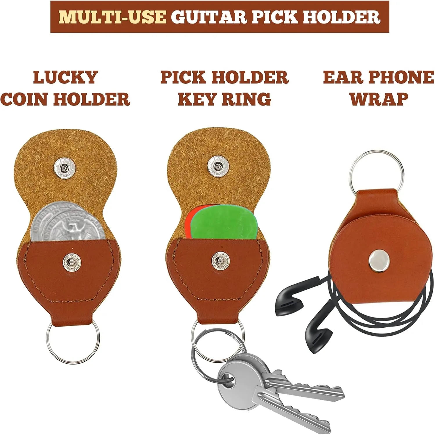 PU Leather Portable Guitar Pick Holder 4
