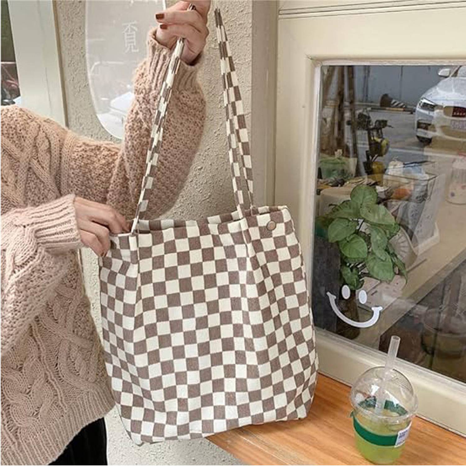 Women's Reusable Corduroy Tote Bags for Travel Shopping 4