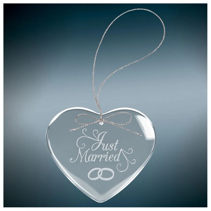 3" Heart Clear Glass Ornament w/Silver String 6