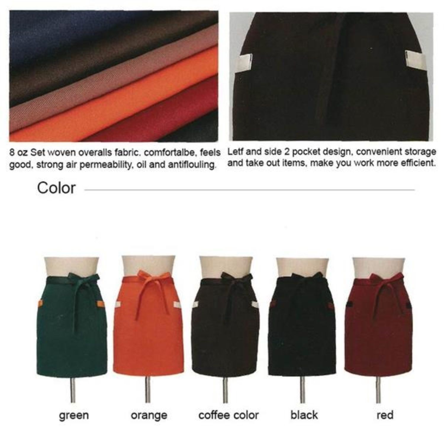 12 oz. Woven frock fabric Waist Apron w/ 2 side pockets 2
