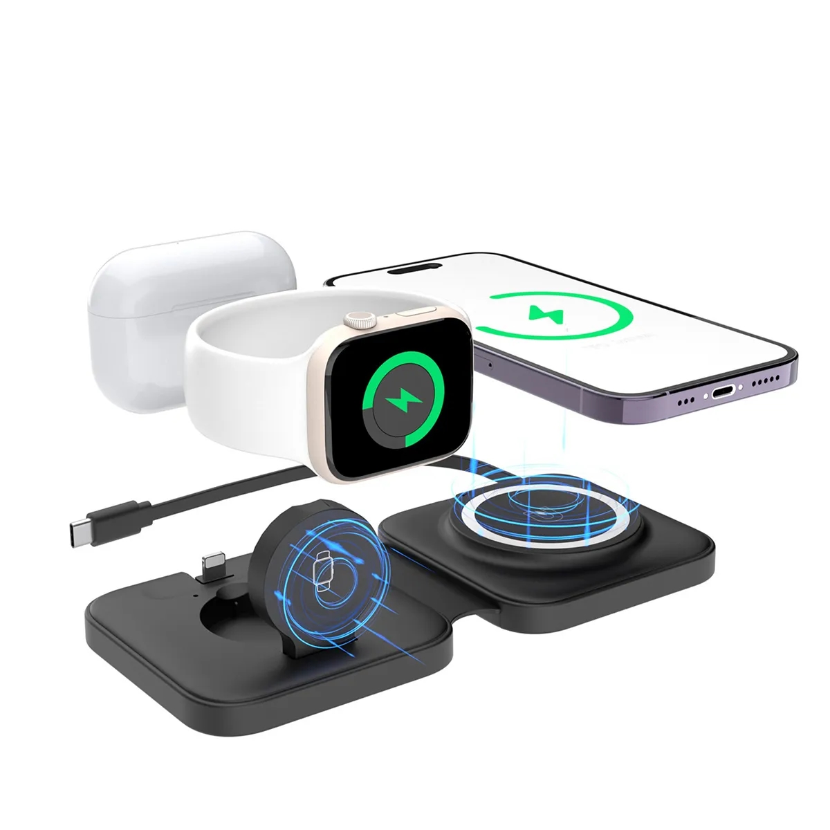 3 In 1Magnetic Foldable Travel Wireless Charger Station 3