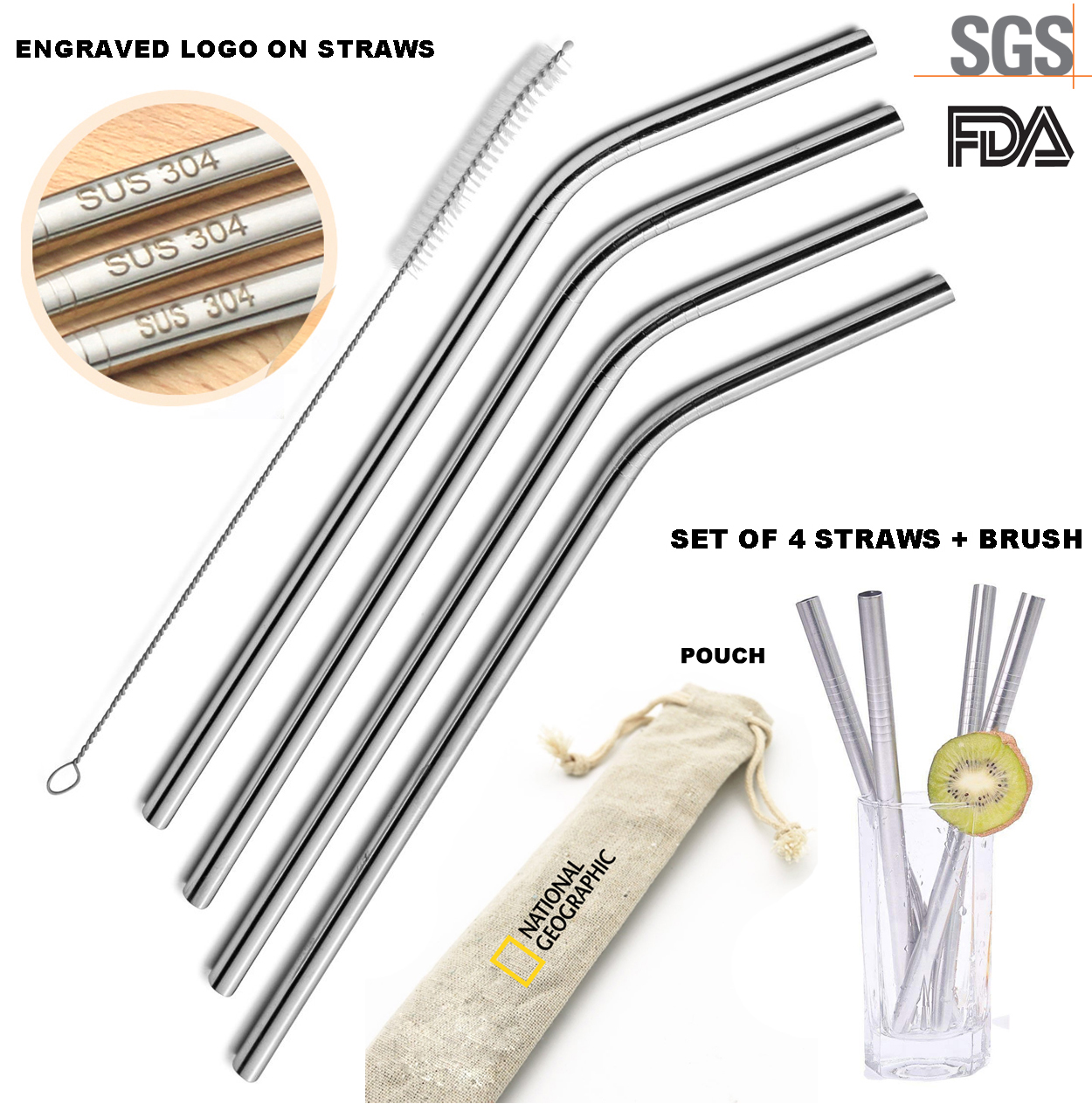 EcoSip 304 Stainless Travel Straw Kit 14