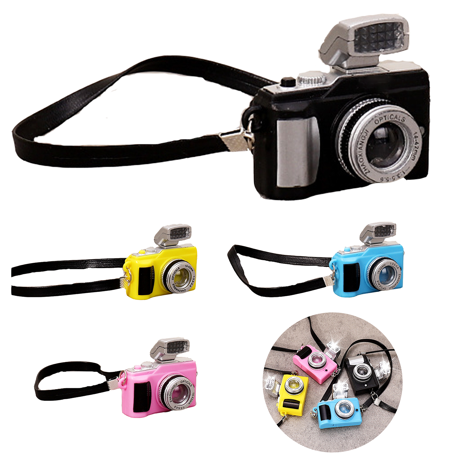 Camera Shape LED Sound Keychain 5