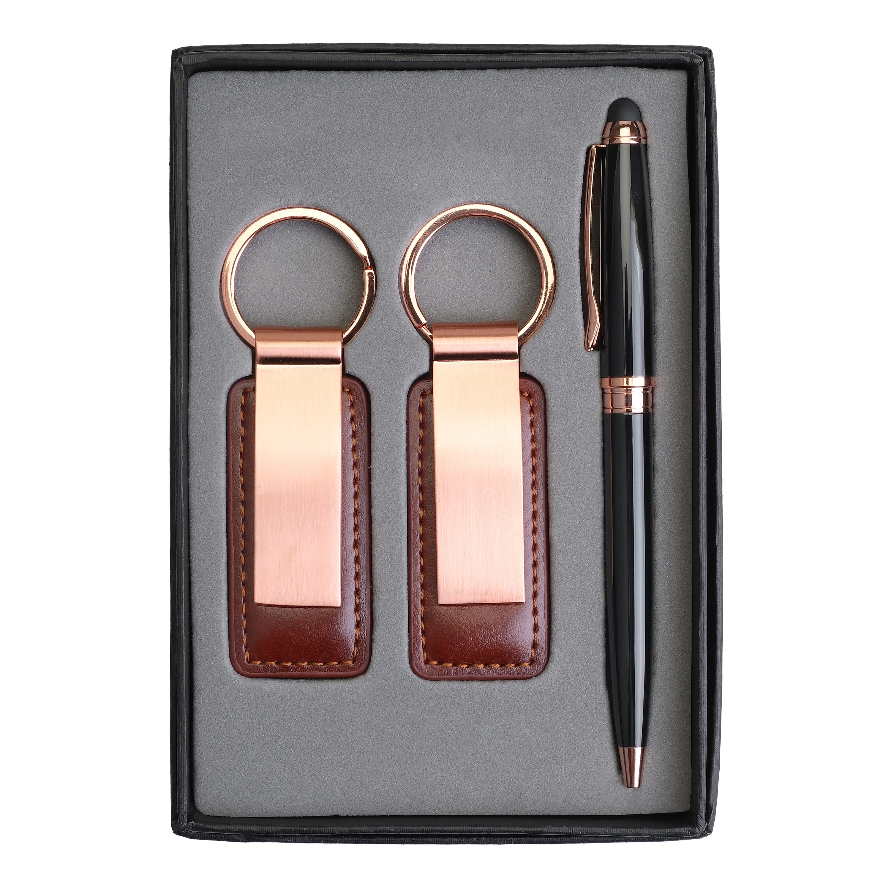 Pen & Black Leatherette/ Metal Keychain 6