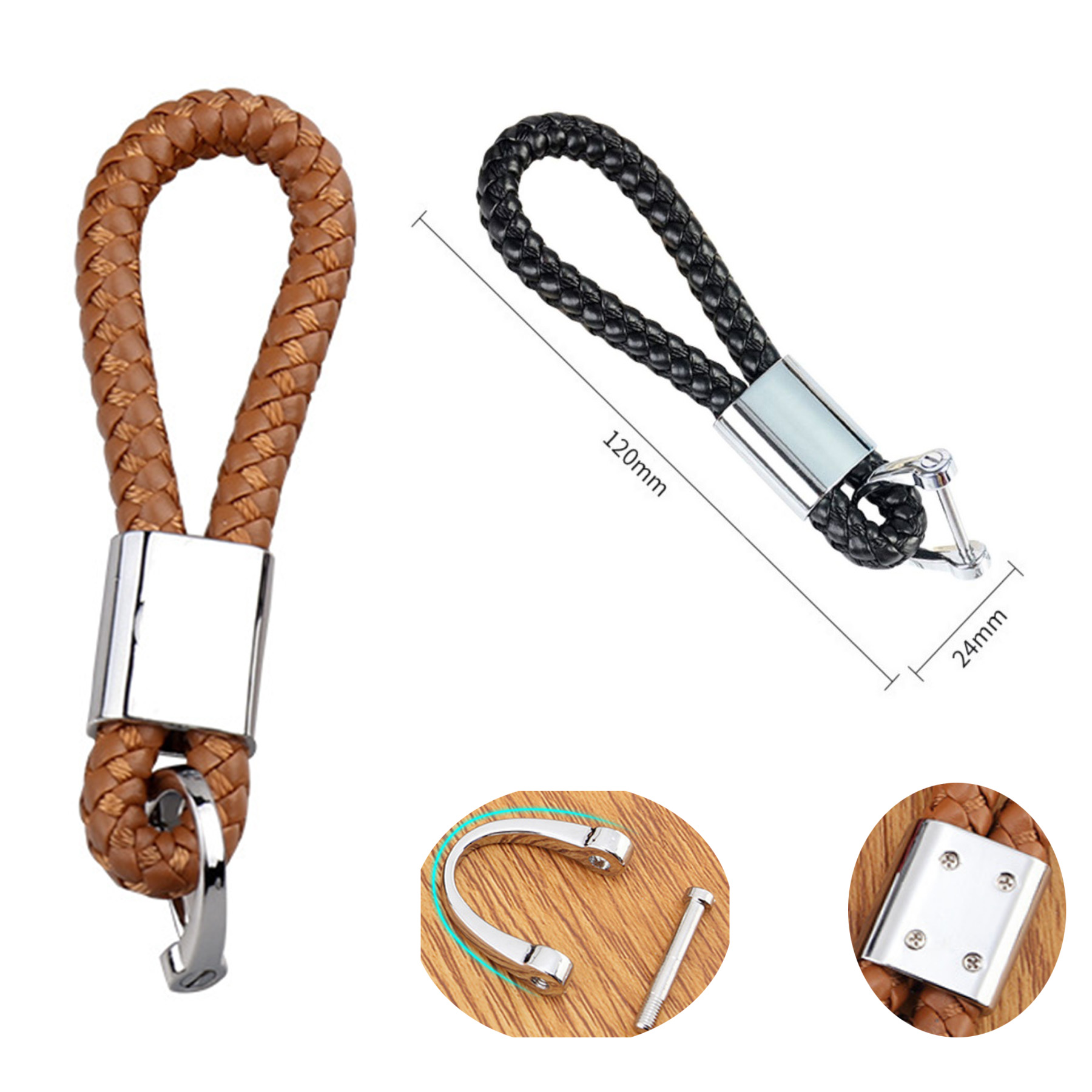 Braided PU Rope Keychain 2