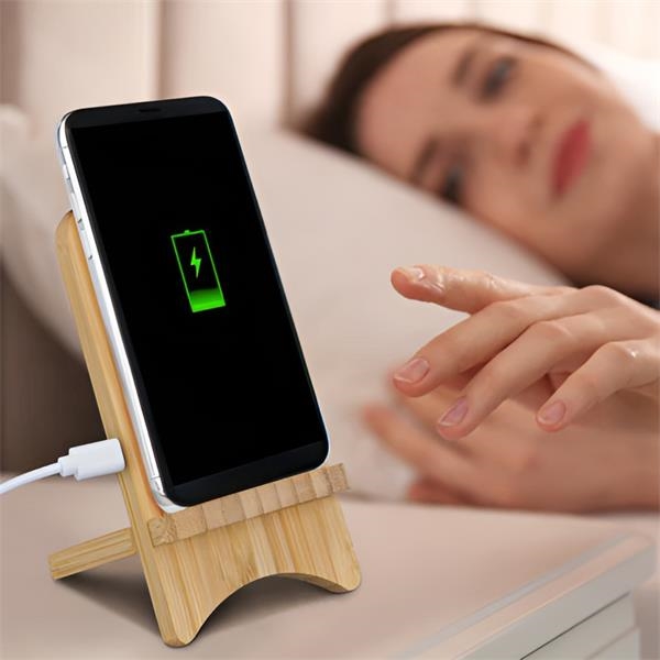 Bamboo Phone Holder Wireless Charger 1