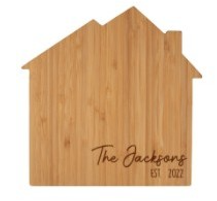 10" x 10 " House Shaped Bamboo Cutting Board