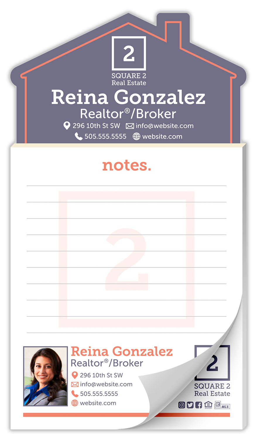 Custom Magna-Pad - 3.5x6.25 25-Sheet with House Shape Magnet 3