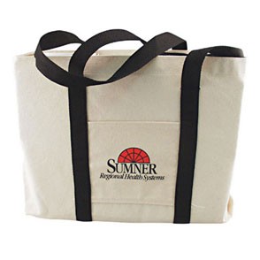 Natural Canvas Tote Bag w/Gusset & Small Pocket (14"x11"x3"), custom tote bag with logo imprint 2
