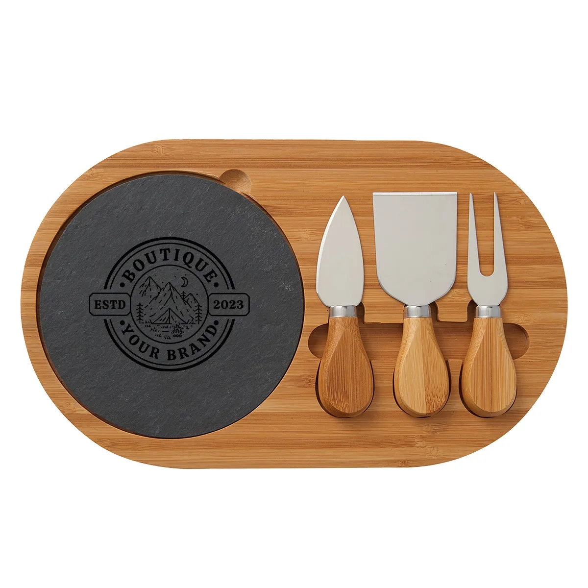 4-Piece Oval Slate Cheese Board Set 2