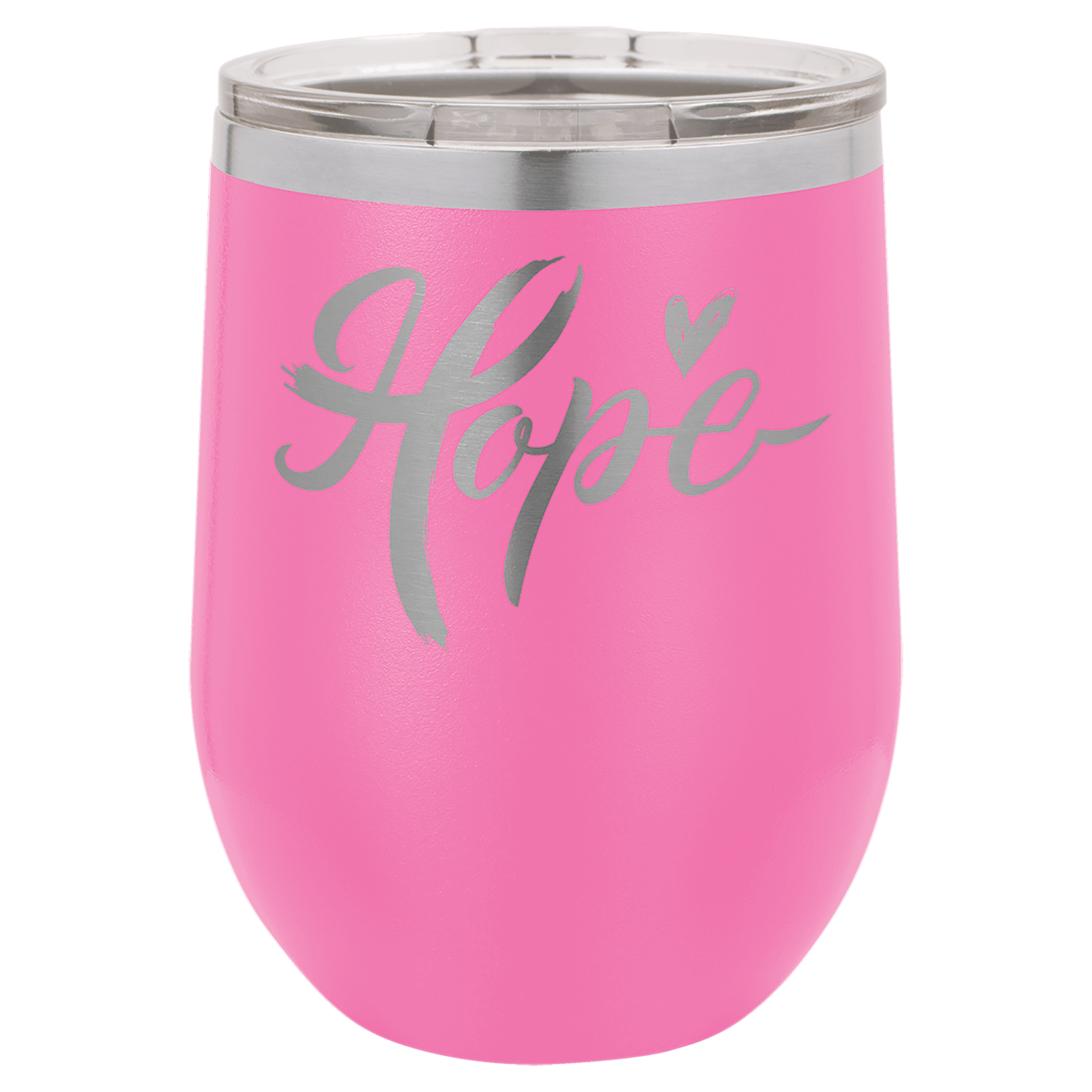 Polar Camel 12 oz. Pink Vacuum Insulated Stemless Wine Tumbler with Lid 1