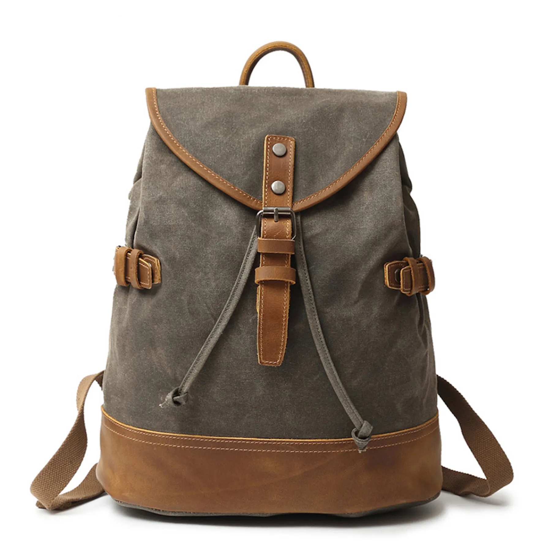 Vintage Waterproof Backpack Daypack Made of Canvas Leather 4