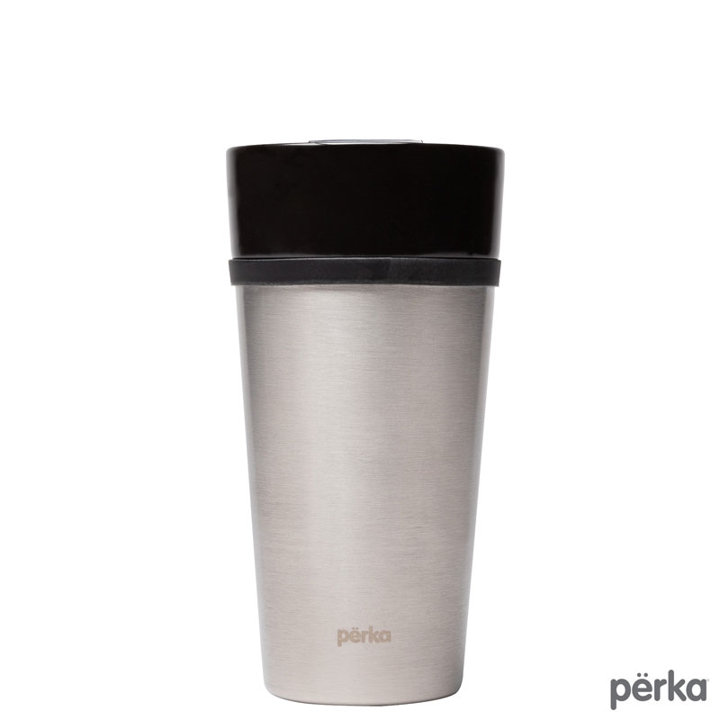 Perka® Linden 14 oz. Double Wall Ceramic Tumbler w/  Stainless Steel Outer 16