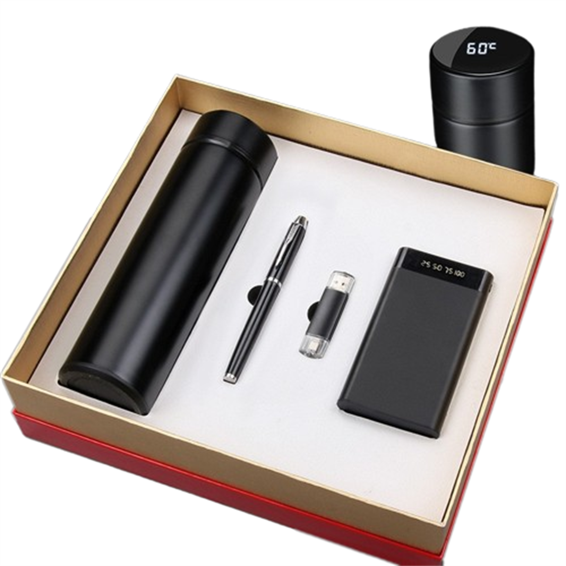 Thermos/Ballpoint Pen/USB Drive/Power Bank Gift Set 6