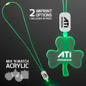 LED Neon Lanyard with Acrylic Shamrock Pendant 2
