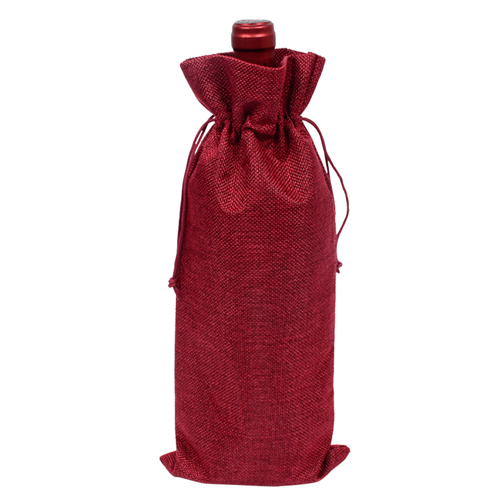 linen Wine Drawstring Bag 4