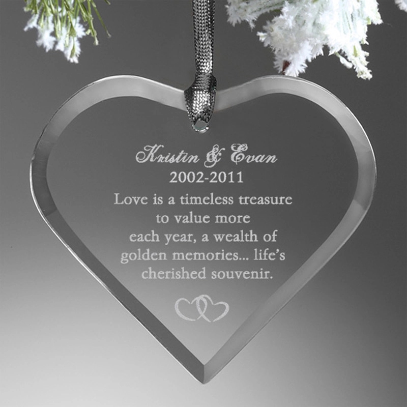 Clear Glass Premium Heart Christmas Tree Ornaments 6