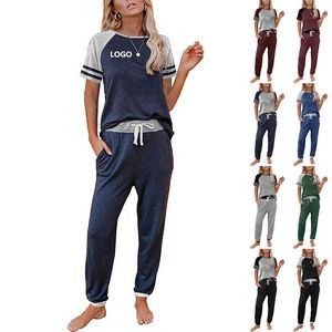 Women Two Piece Outfits Loungewear Short Sleeve Pajama Set 3